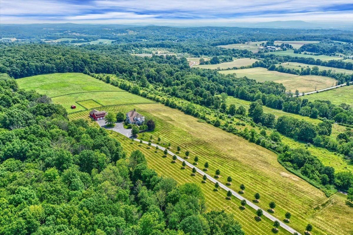 Aerial view of The Westtown Reset — private estate rental in upstate New York, Westtown NY